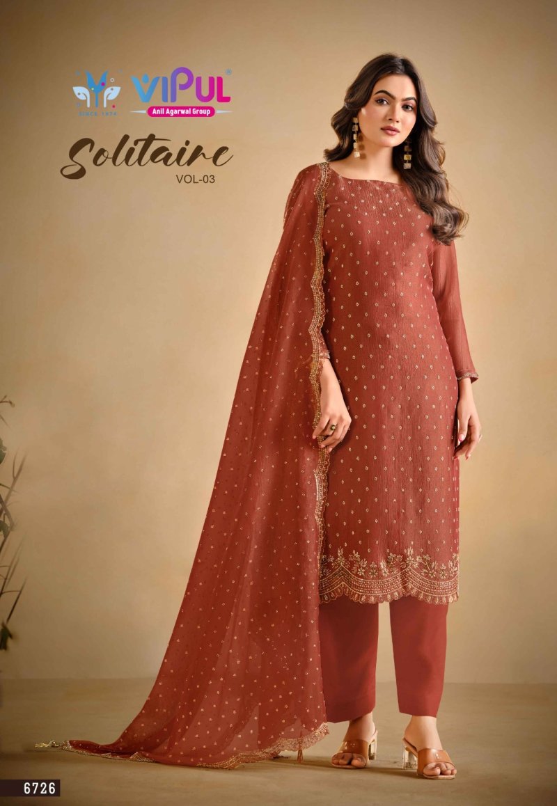 Solitaire Vol 3 By Vipul Gold Windy Designer Salwar Suits